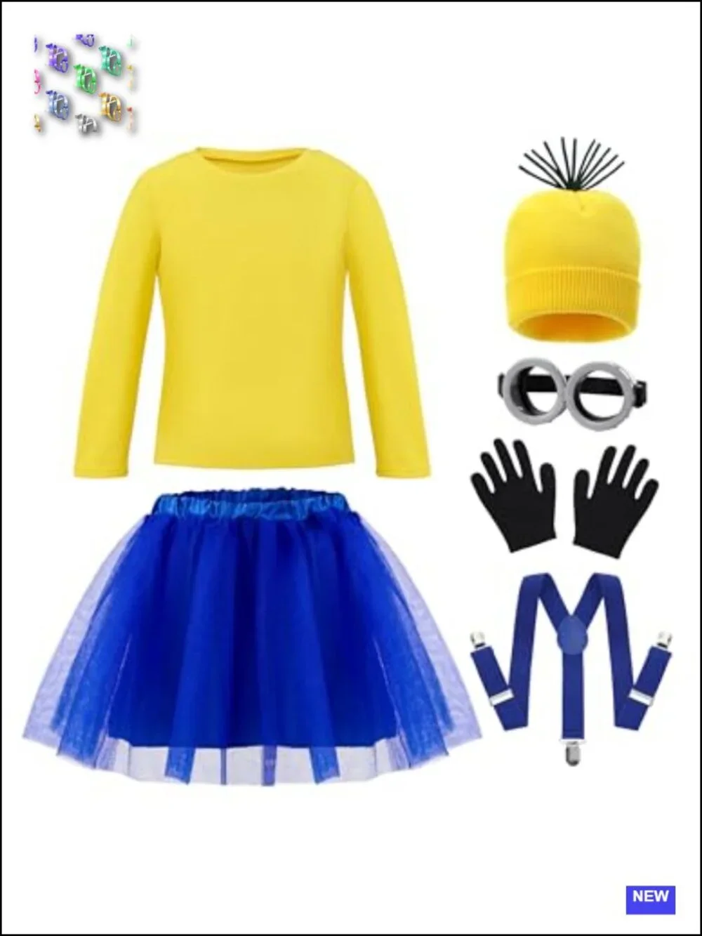 Girls Halloween Tutu Costume Set Long Sleeve Shirt with Hat Gloves Suspenders